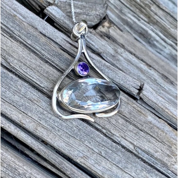 White Topaz & Amethyst Necklace - Picture 4 of 15